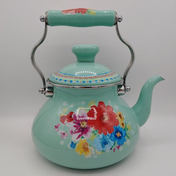 The Pioneer Woman Breezy Blossom Enamel On Steel 1.9-Quart Tea Kettle (FLAW) - Picture 1 of 16